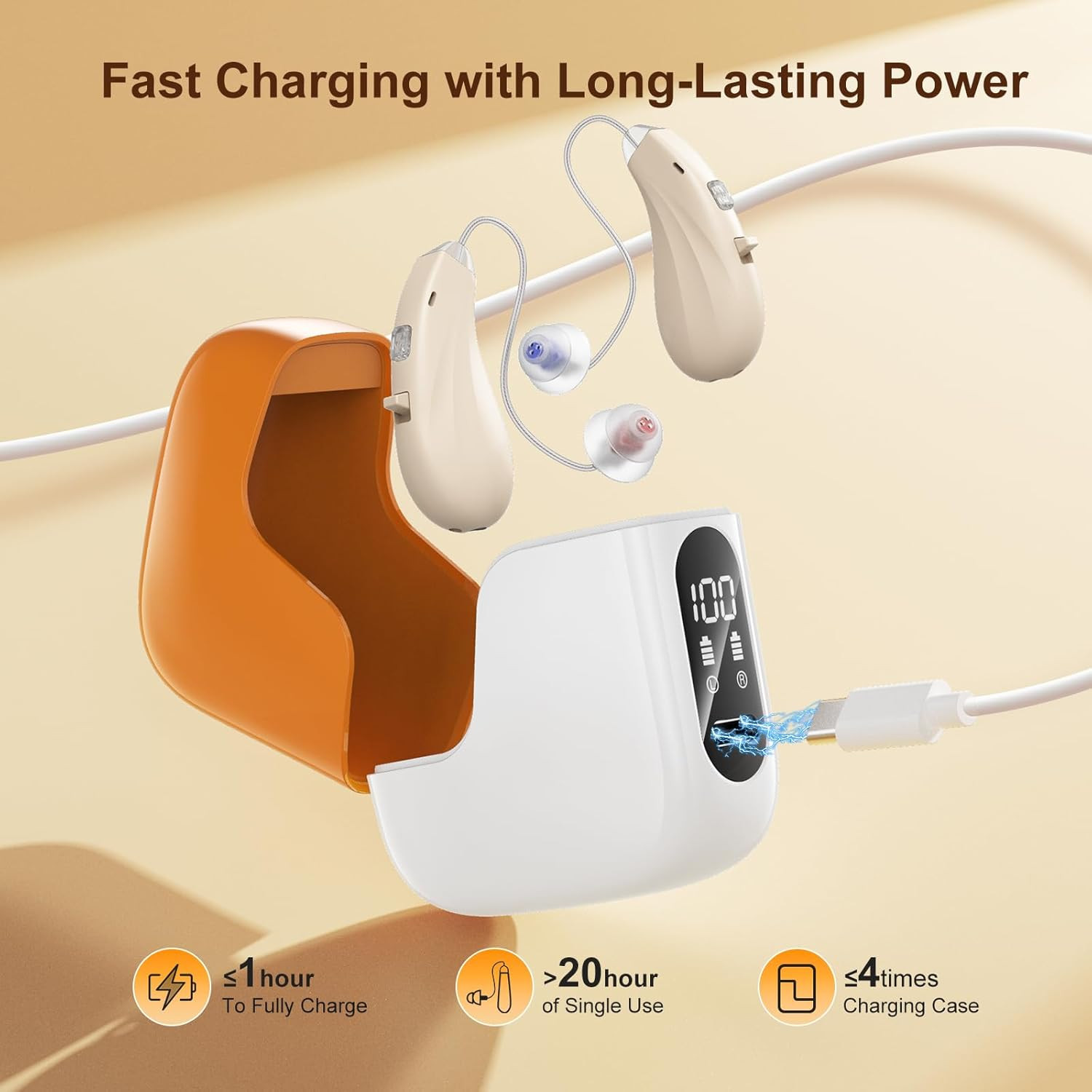 Rechargeable Hearing Aids 16-Channel with Noise Cancellation, BTE Style