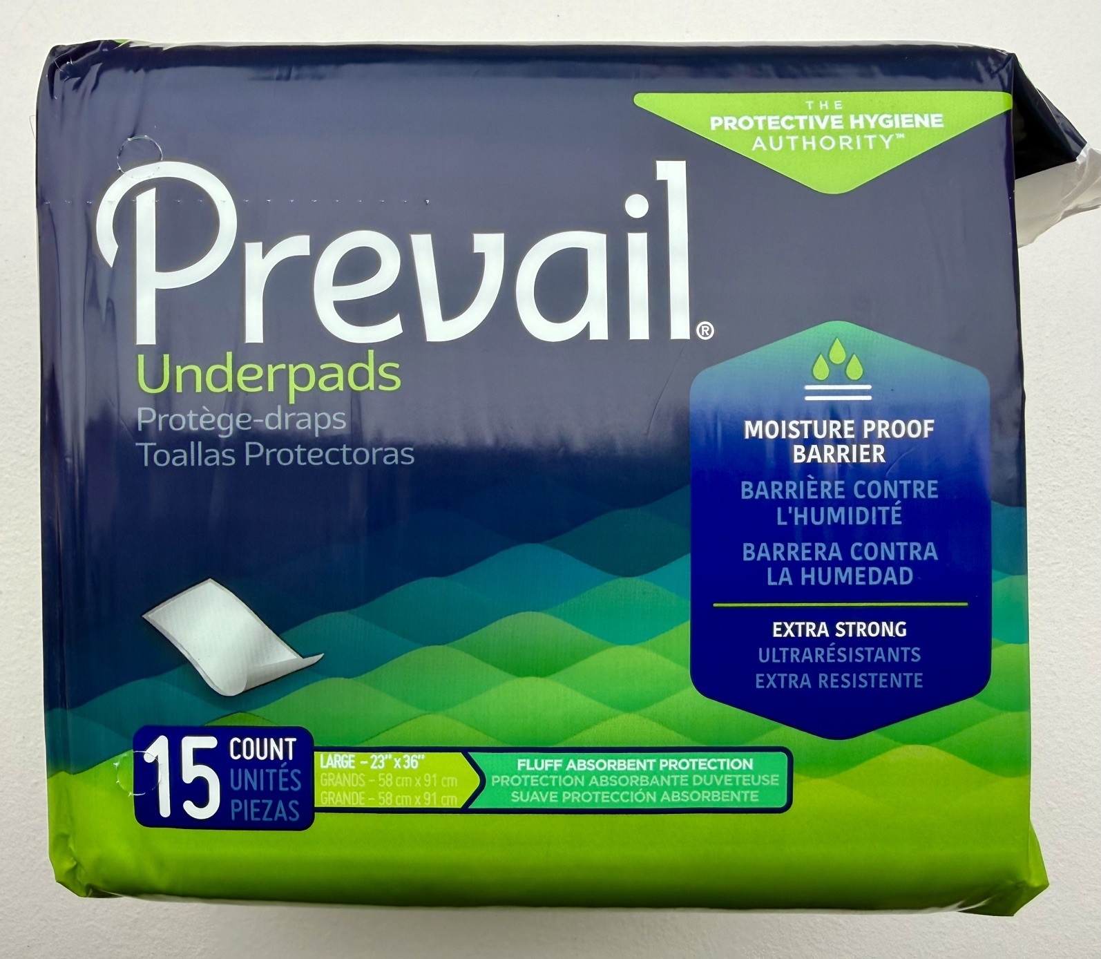 9 Pack Prevail Total Care Disposable Underpads (23X36″) 15 pads Lg Extra Strong
