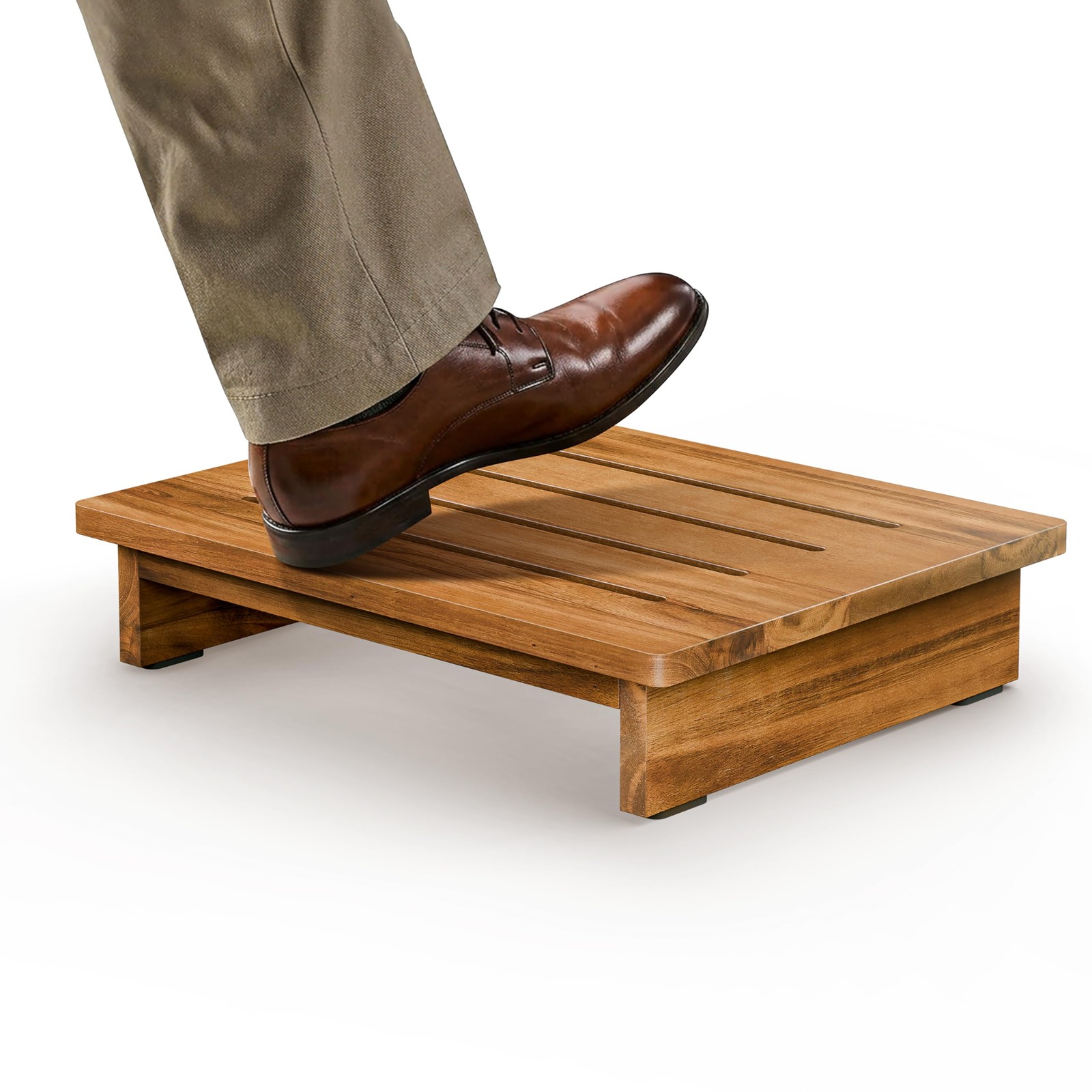 3.5″ Acacia Wood One Step Stool 15.75L X 12.5W X 3.5H – No Assembly Required