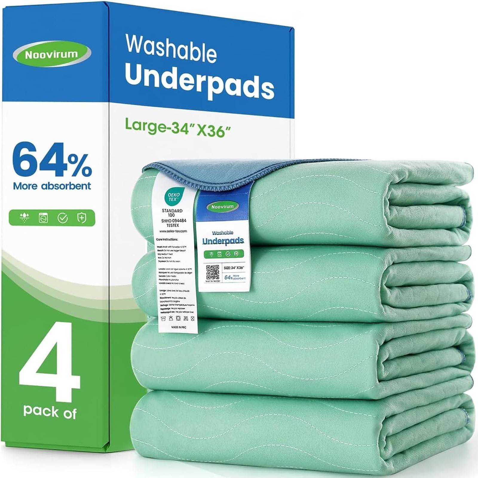 Washable Underpads 34×36 Inches Heavy Absorbency Reusable Bed Pads for Adults