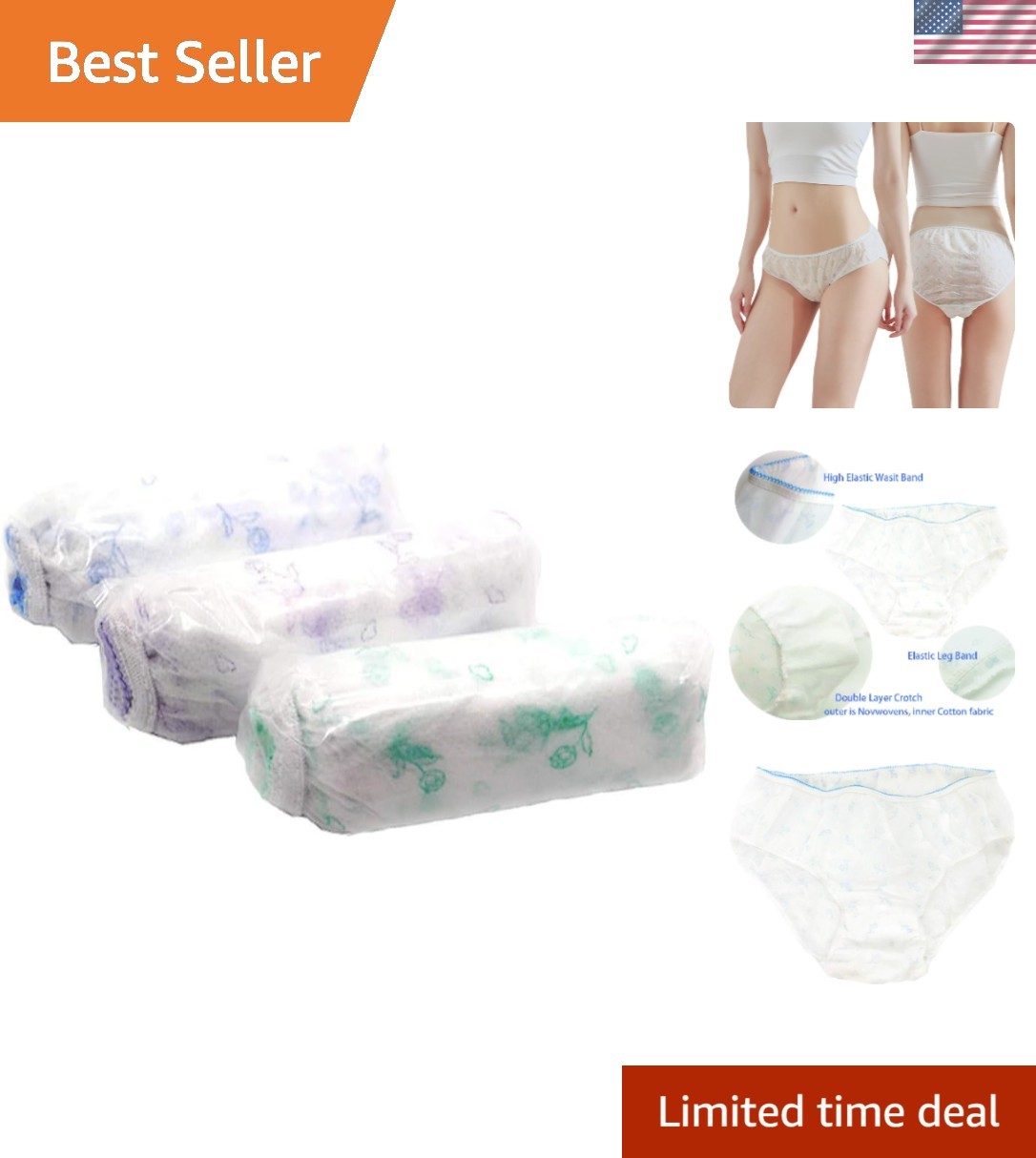 15/30pcs Disposable Floral Bikini Briefs – Hygienic Travel Underwear for Women