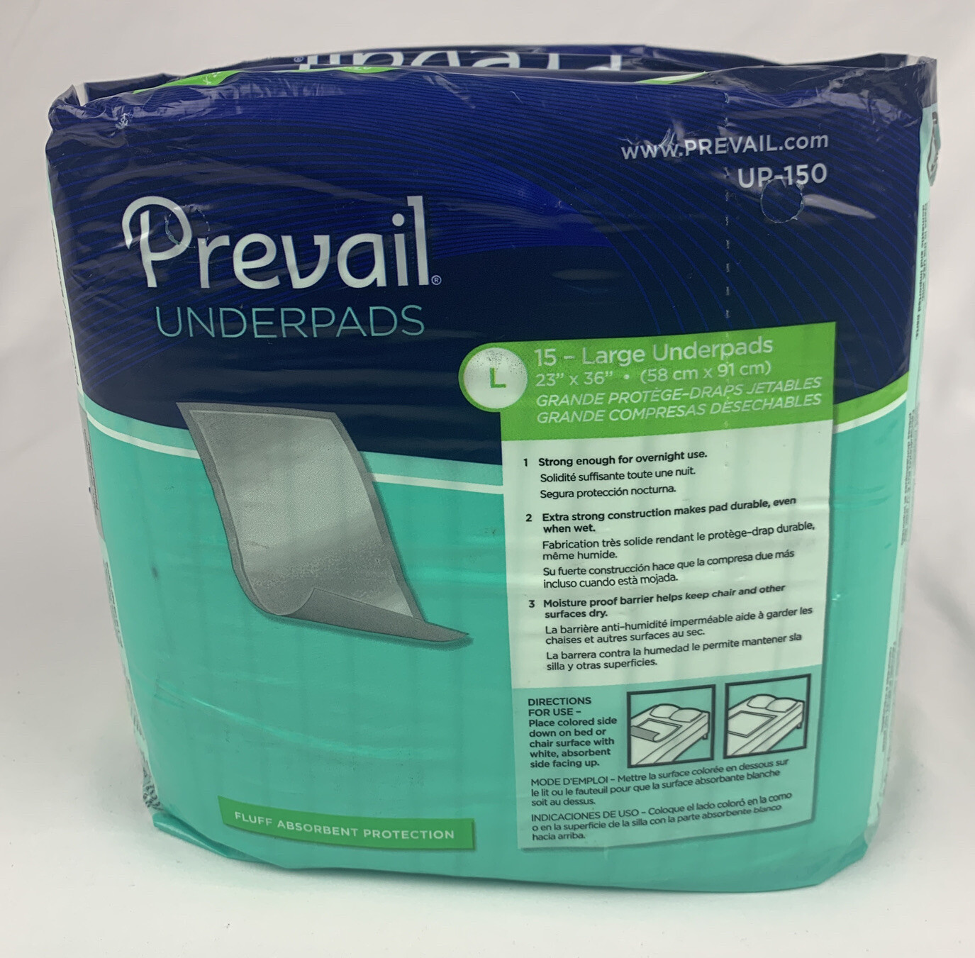 Prevail Underpads – Large 23 X 36 Inch, Absorbent Surface Protection (15-pack)