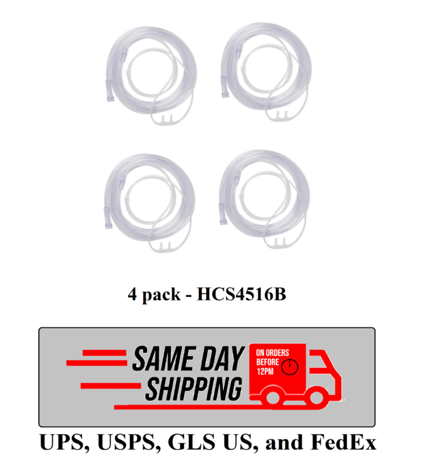Soft-Touch Oxygen Cannulas with Standard Connector #HCS4516B 4 pack