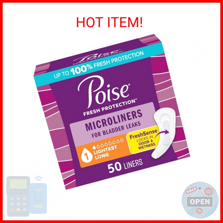 Poise Daily Microliners, Incontinence Panty Liners for Bladder Leaks, 1 Drop Lig