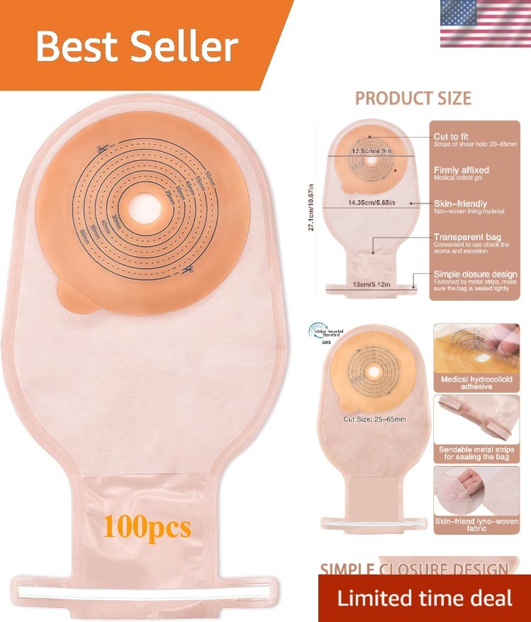 100PCS Colostomy Bags One Piece Ostomy Bag with Clamp Closure | Hypoallergeni…