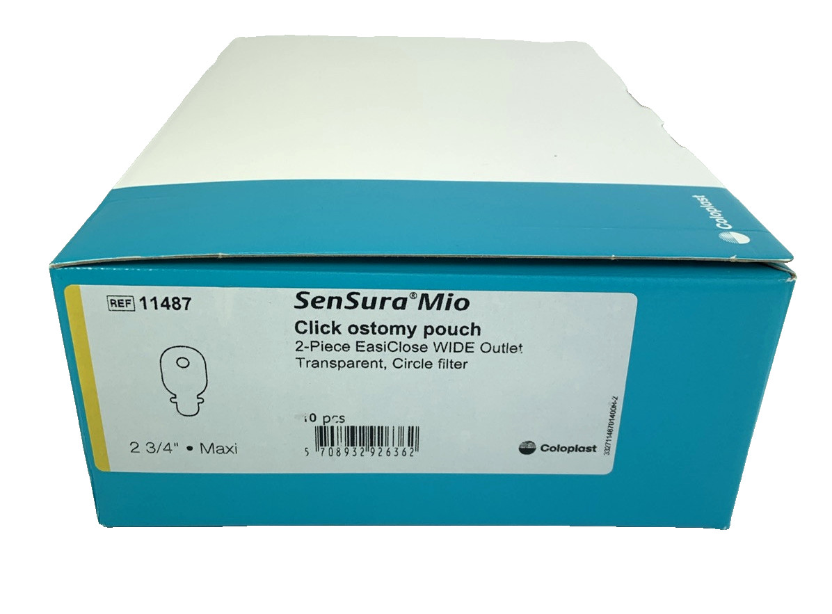 10 Coloplast 11487 SenSura Mio Filtered Ostomy Pouches 2¾” Flange Wide Exp 2027