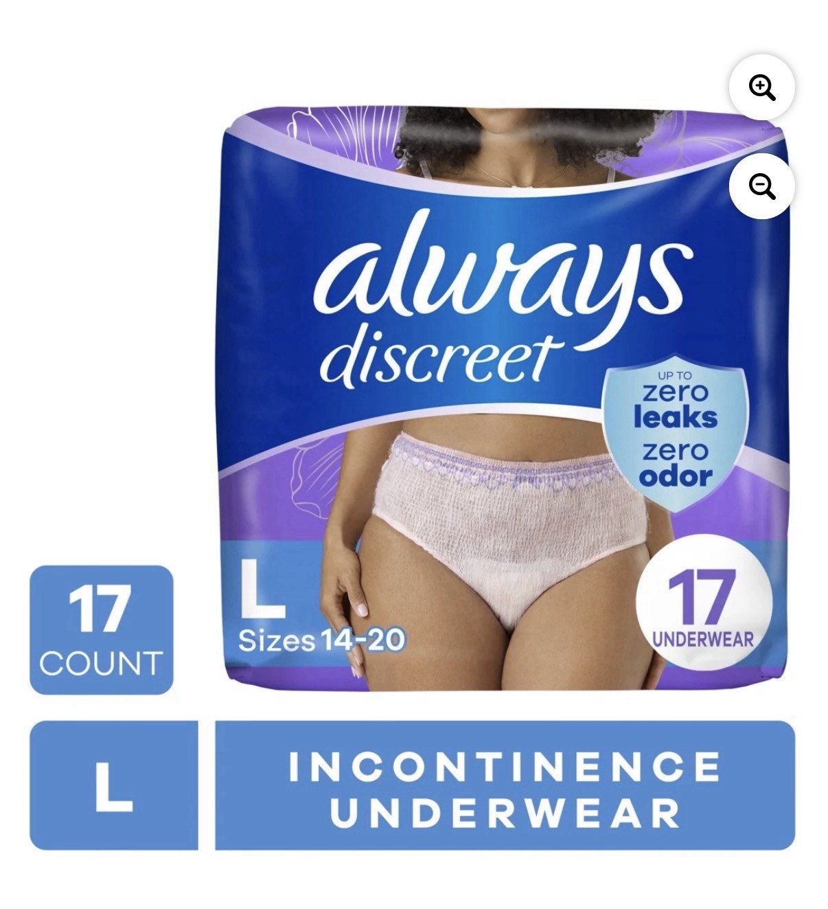Always Discreet Incontinence Underwear for Women Maximum Absorbency, L 17 Ct NEW