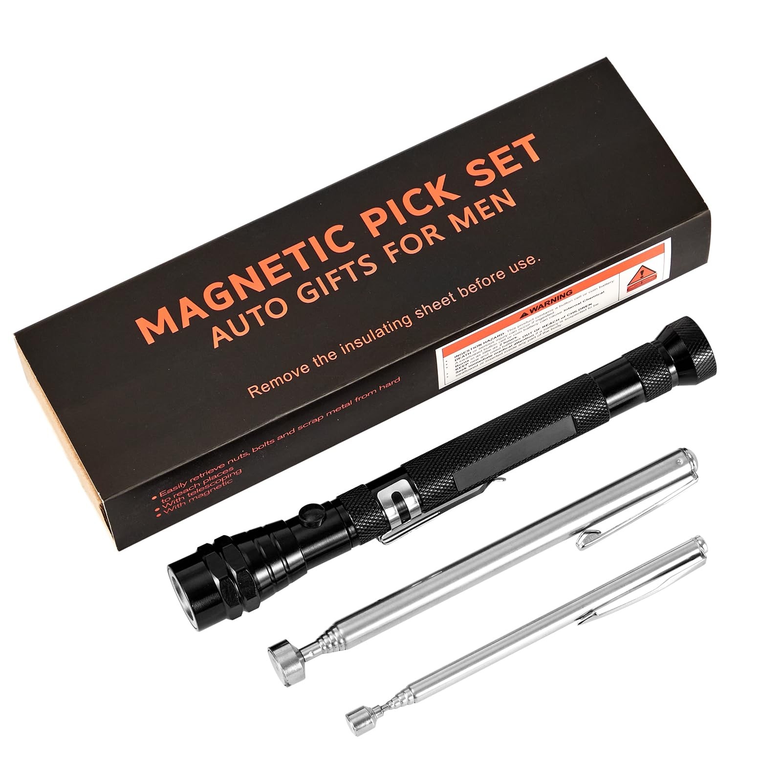 Cool Gadget Telescoping Magnetic Pick Up Tool with Extendable Magnet Flashlig…
