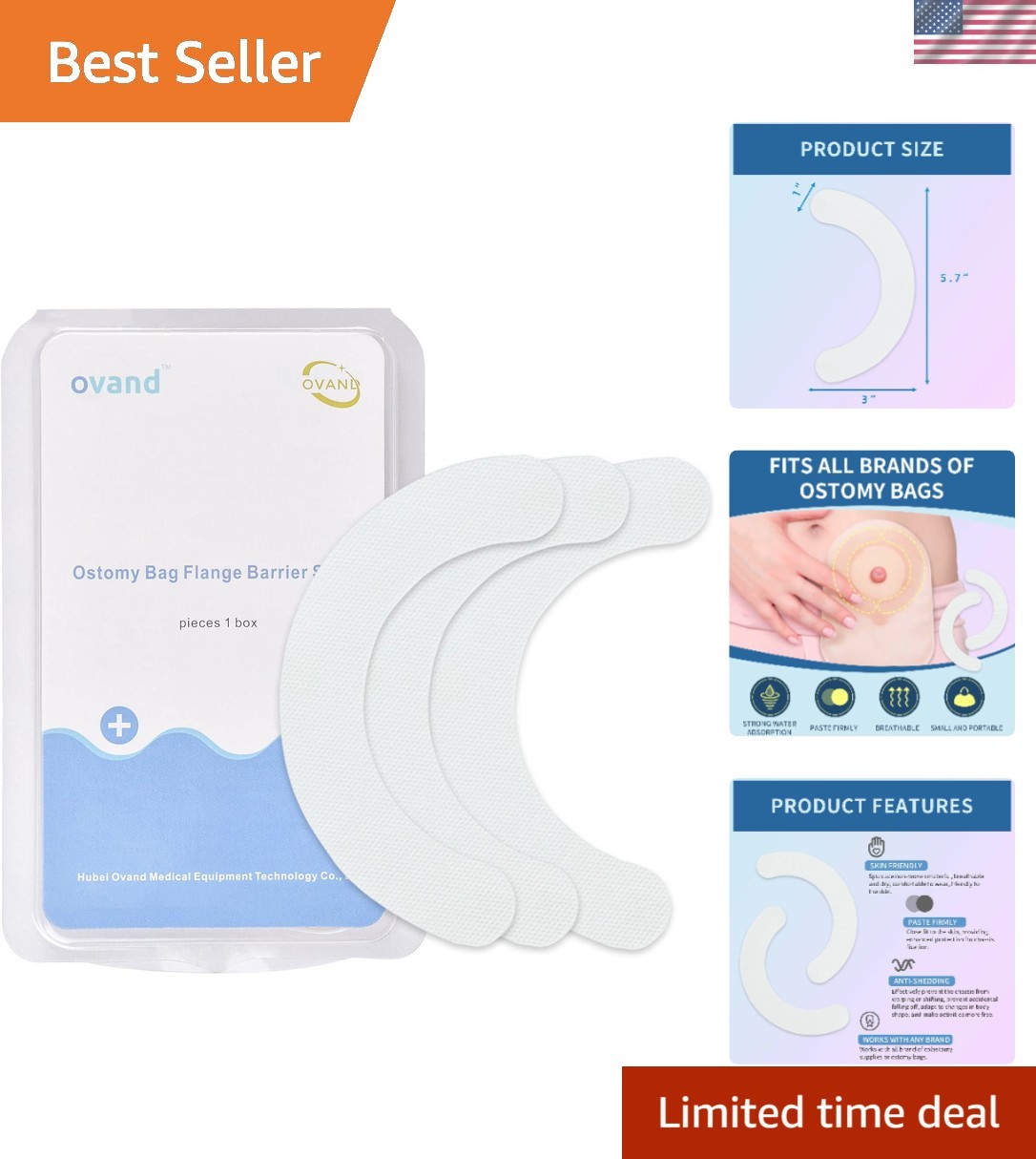 20 Precut Elastic Ostomy Barrier Strips – Non-Toxic & Compatible with All Bags