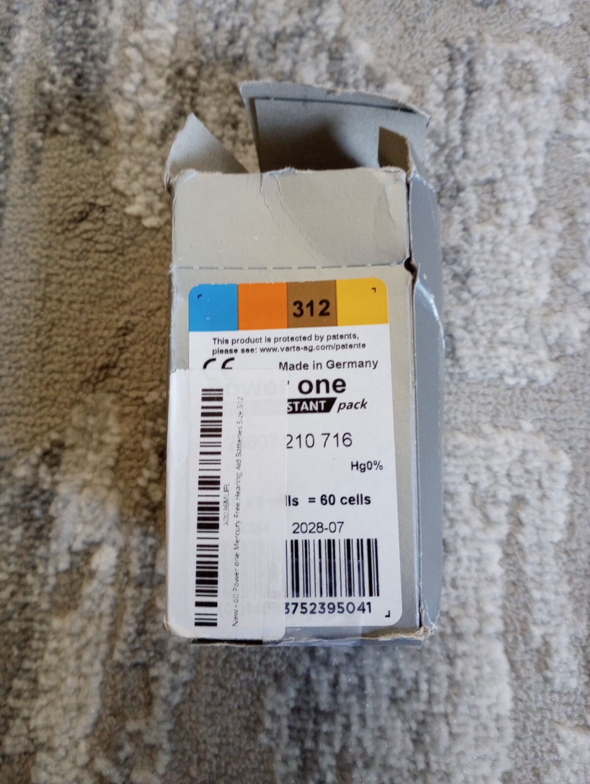 Power One 312 Size Hearing aid batteries, 9 packs of 6 (54 cells), Free Shipping