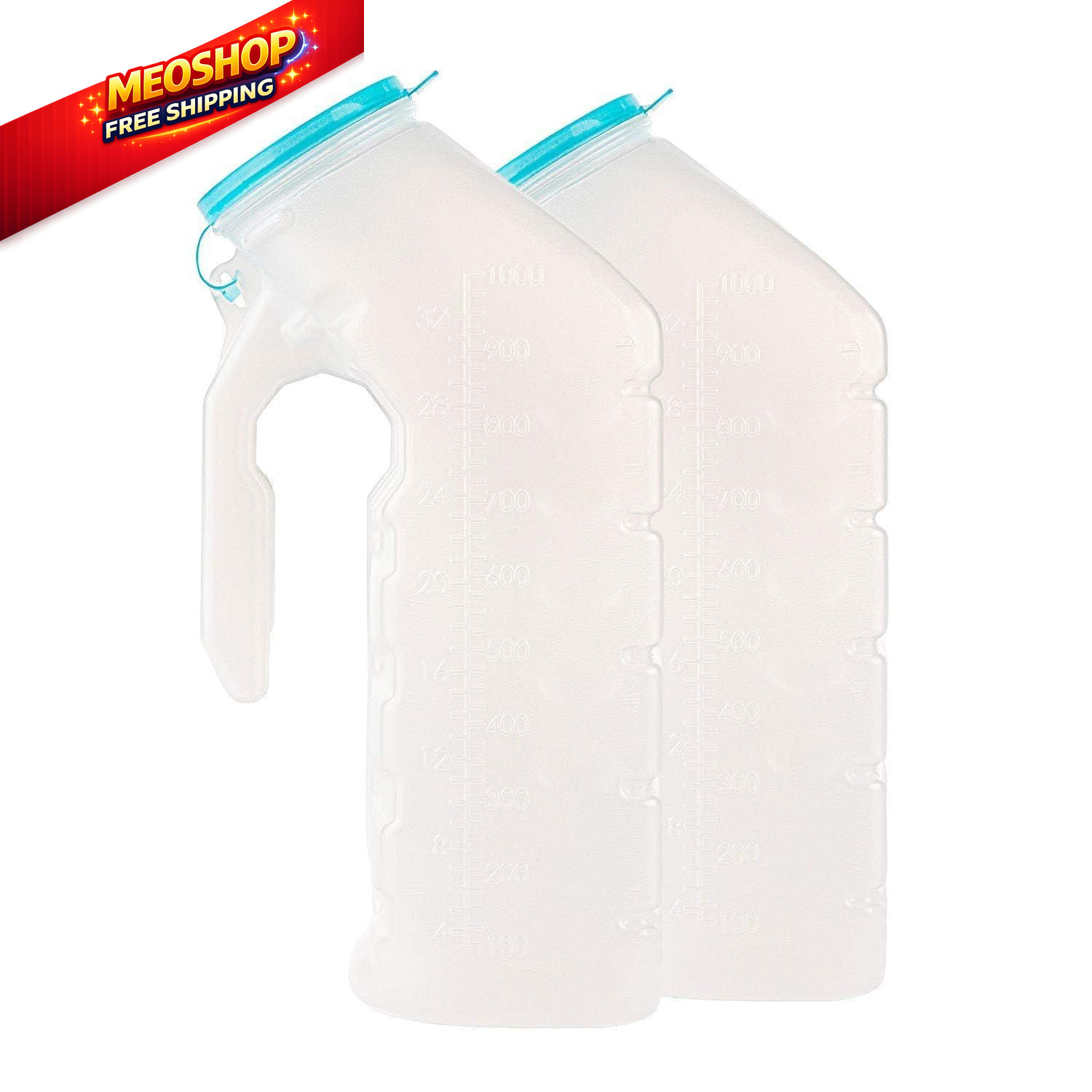 Male Urinal with Glow in The Dark Lid (2 Bottles) 2 Count (Pack of 1), White