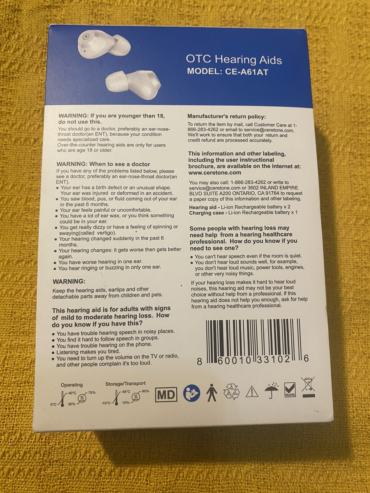 Ceretone Fusion OTC Hearing Aids (CE-A61AT)