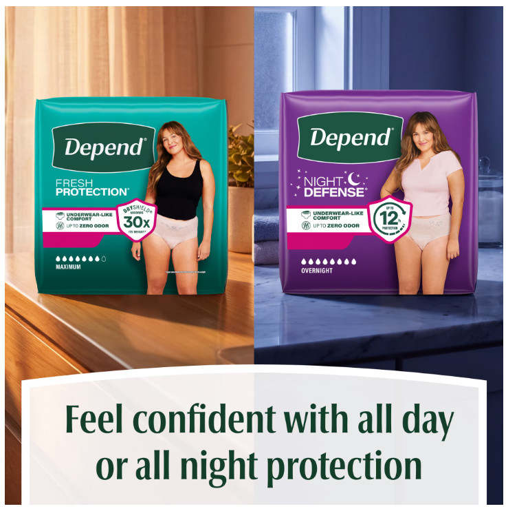 Depend Fresh Protection Incontinence Underwear for Women, Adult, XL, 68 Count