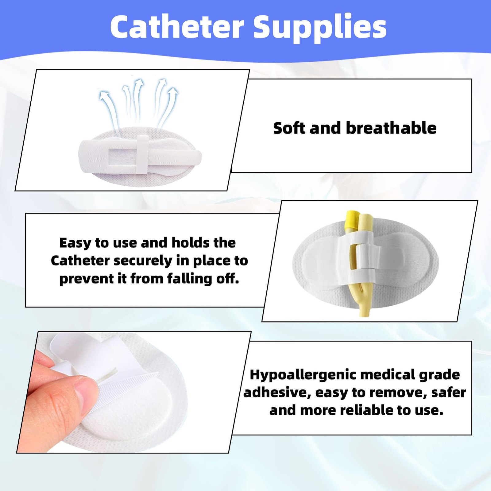 20Pcs Foley Catheter Stabilization Device, Catheter Tube Holder, Adhesive Cathet