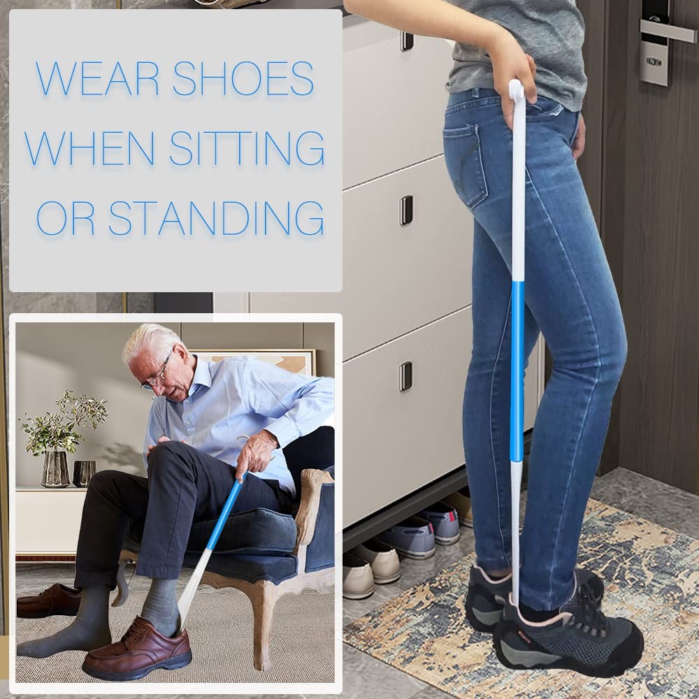 35.5 Inch Long Handled Shoe Horn, Dressing Stick, Sock Remover Aid Helper -…