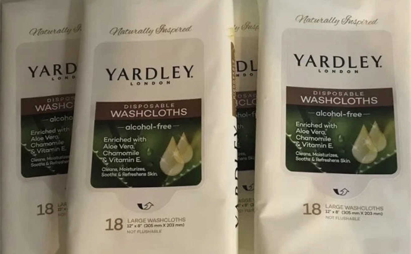 Lot Of 20 NEW YARDLEY DISPOSABLE WASHCLOTHS ALCOHOL FREE LARGE 18 CLOTHS EACH
