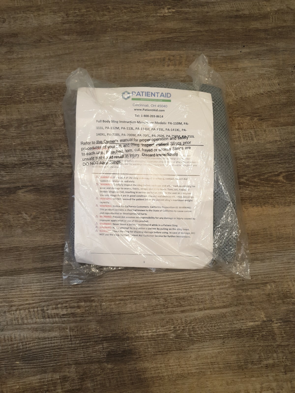 Patient-Aid PA-115L Full Body Sling W/ Commode Opening Large 600lbs Weight Cap