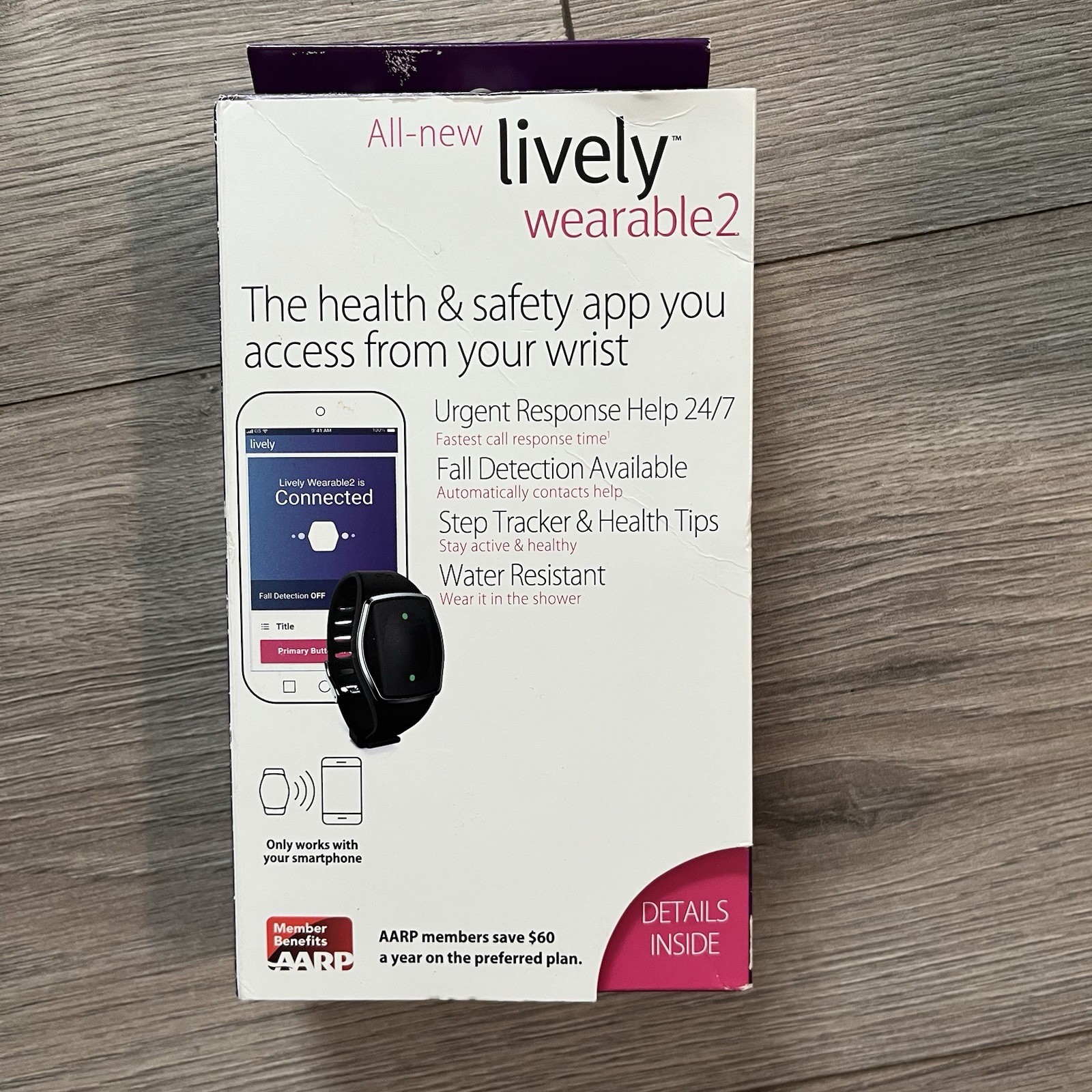 Lively Wearable2 Mobile Medical Alert Plus Step Tracker Black – Box Damaged