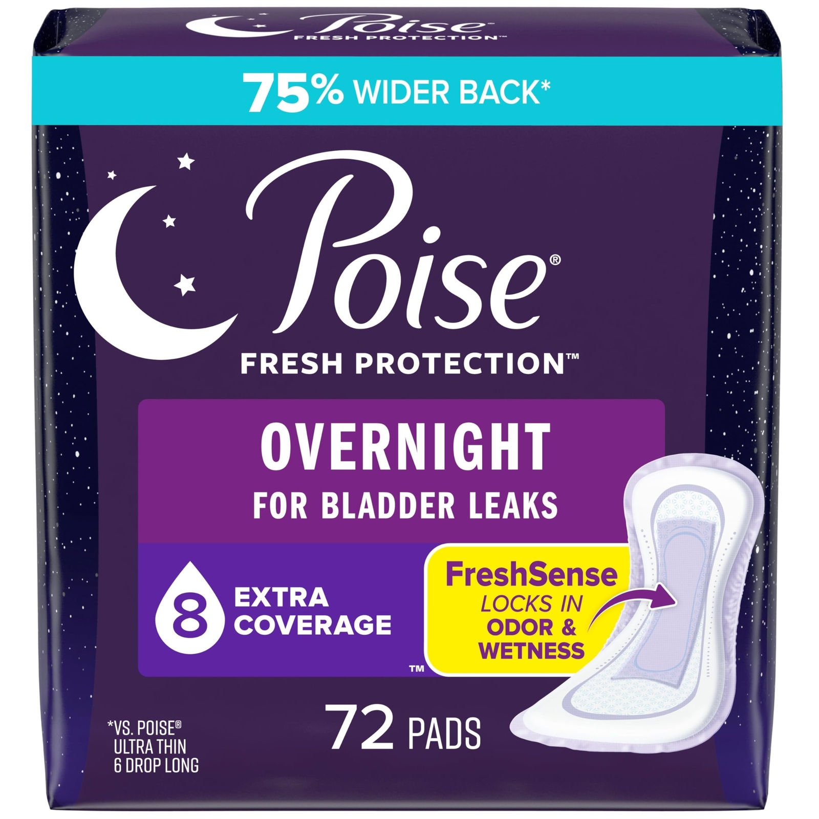 Poise Incontinence Pads & Postpartum Overnight Incontinence Pads, 8 Drop Extr…