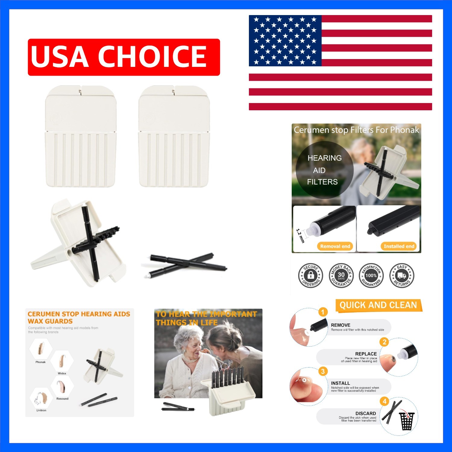 Protective Wax Guard Filters – 16 Pcs for Phonak, ReSound, Widex Hearing Aids