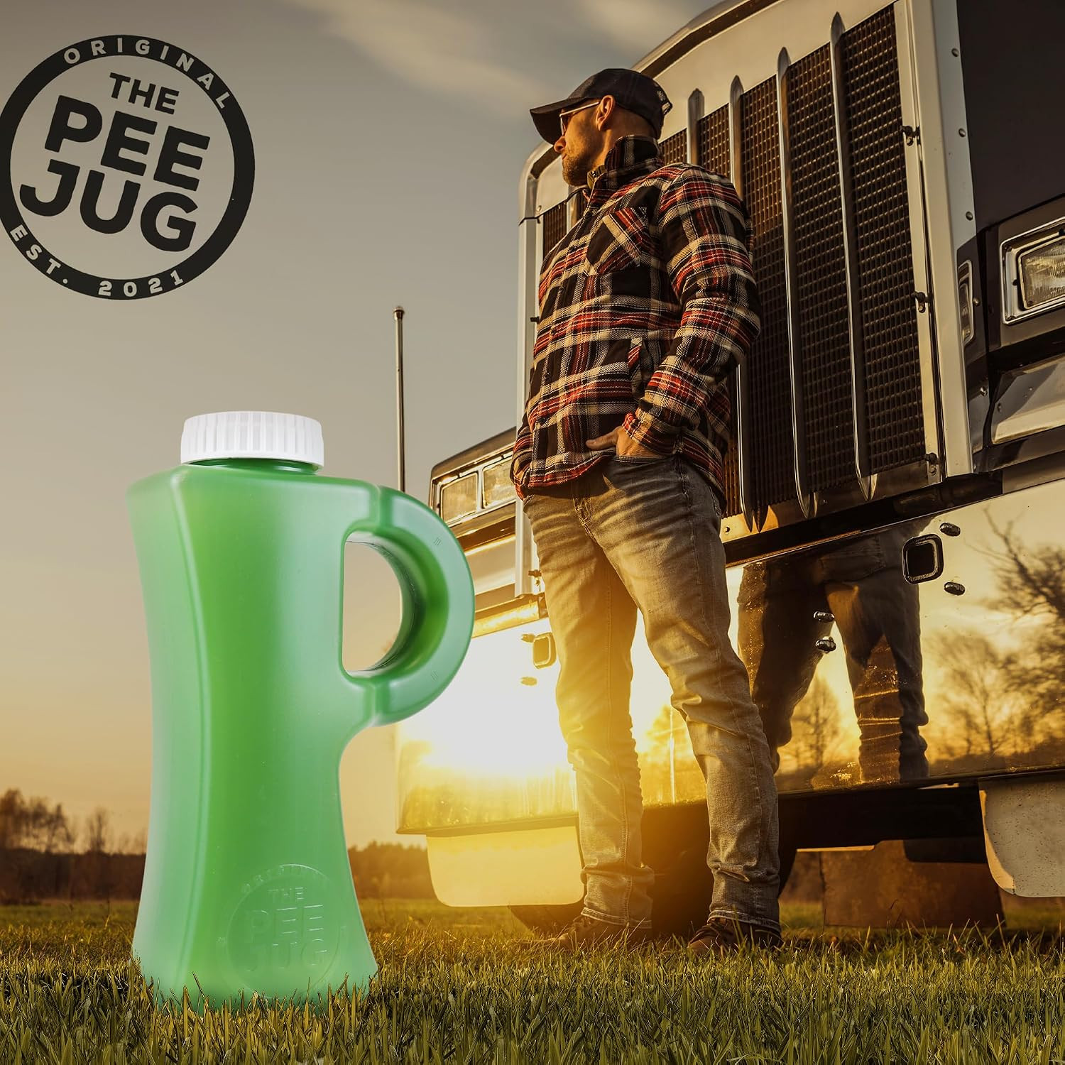 2011Ml (68Oz) Spill-Proof Portable Urinal, Green | Leak-Proof Outdoor Male Urine