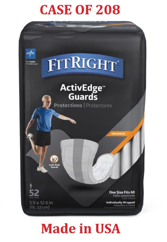 FitRight Active Guards Men Incontinence Liners, 5.5″ x 12″ Case of 208 USA Made