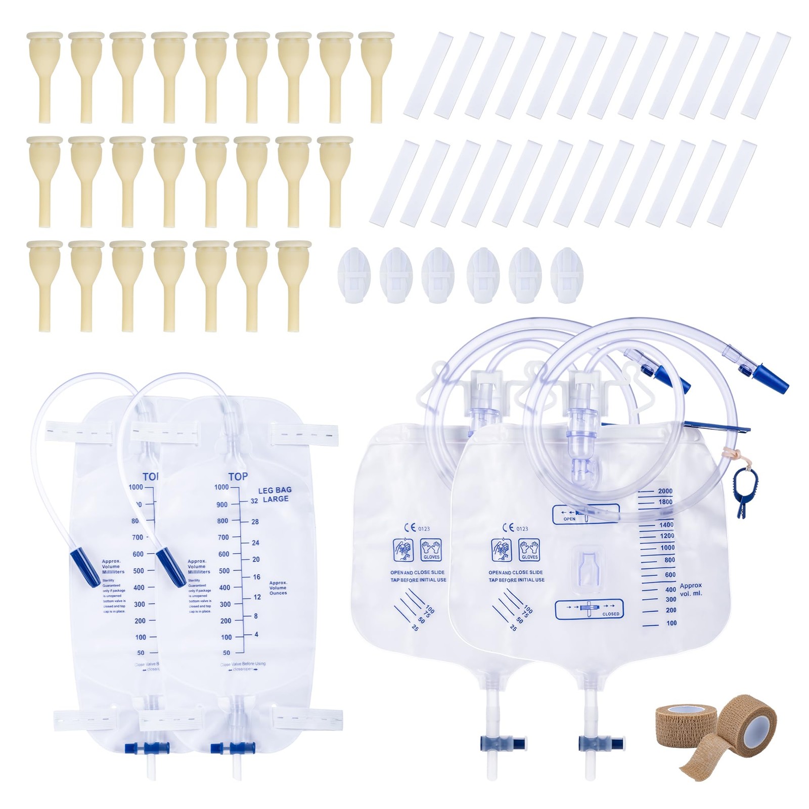 External Condom Catheter for Men Kit, 24 Soft Latex, 6 Catheter Stabilization…