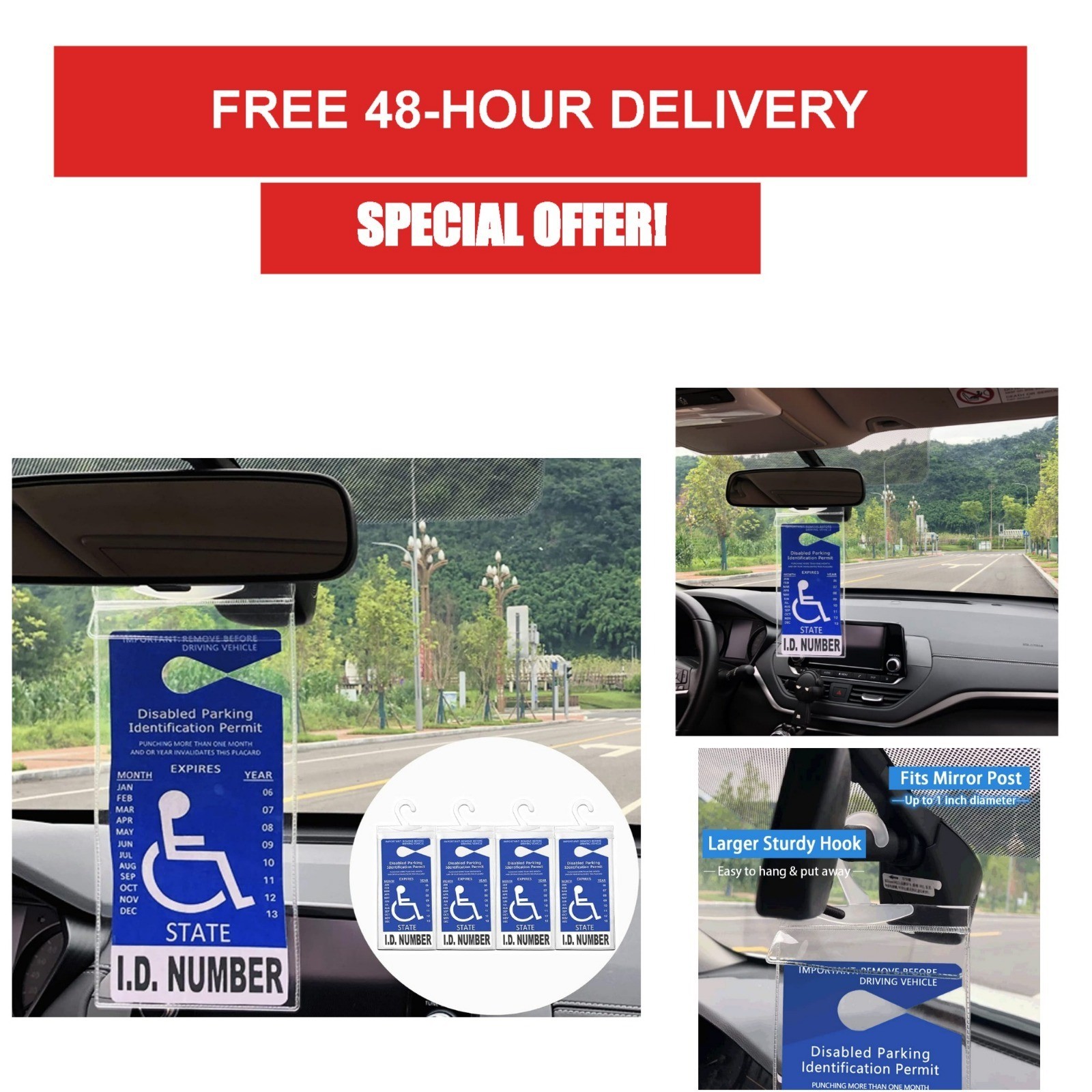 lofrcin 4 PCS Handicap Placard Holder for Auto – Transparent Sign Holder