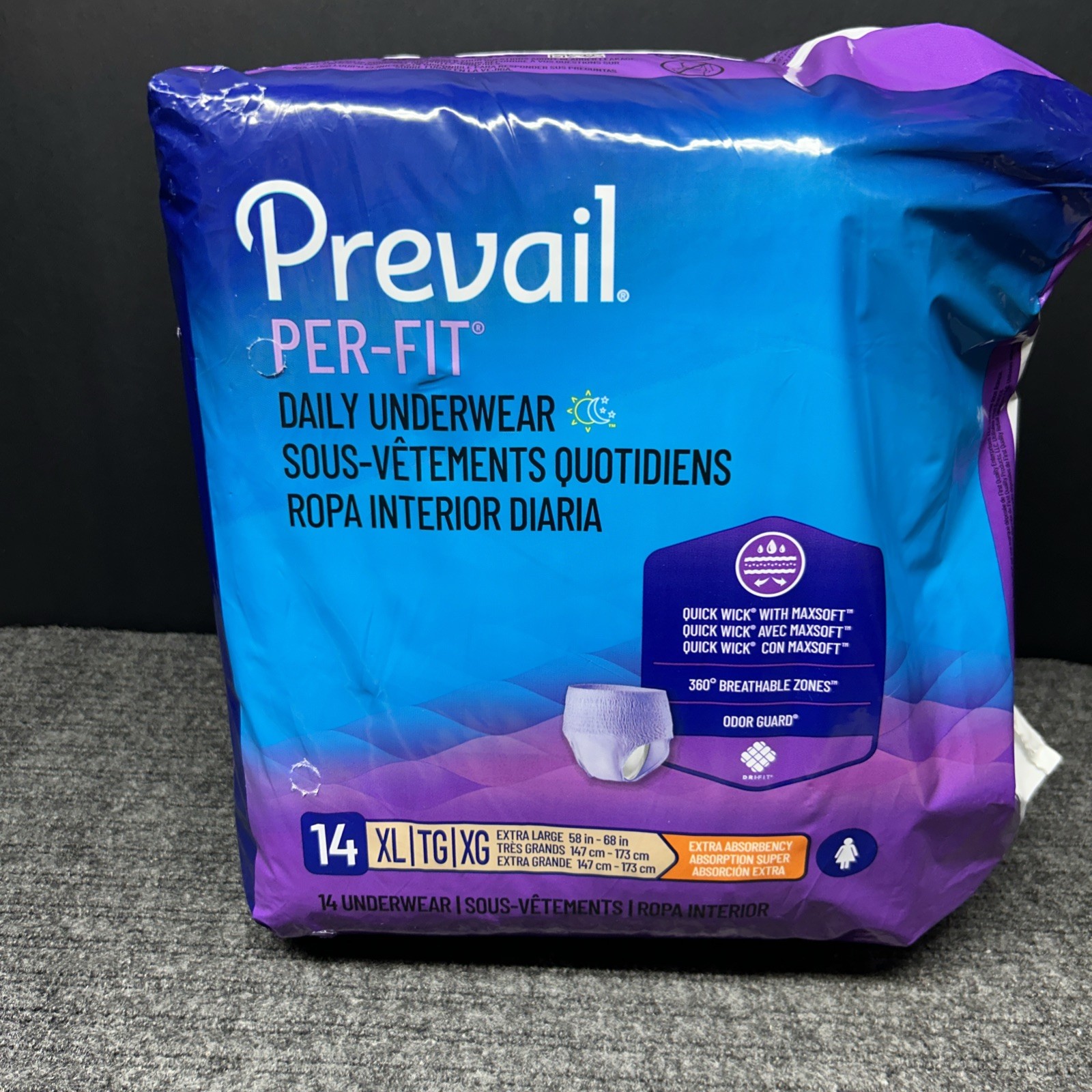 Prevail Per-Fit Size XL ( 14 ) 58”-68”. Extra Absorbency.