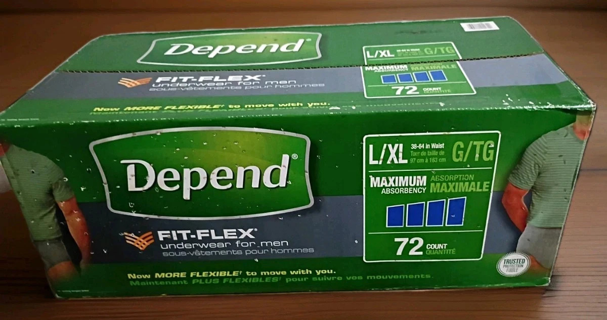 DEPEND (Size: L/XL) Fit-Flex Adult Underwear for Men Grey, 72 Count