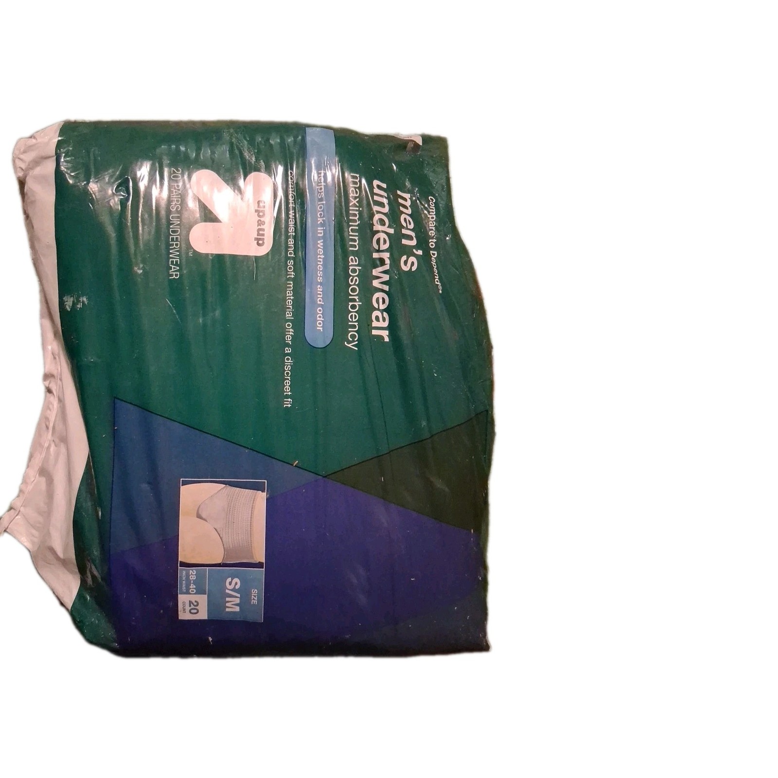 Up & Up Mens Underwear Diaper Small Medium 28-40 20 Count