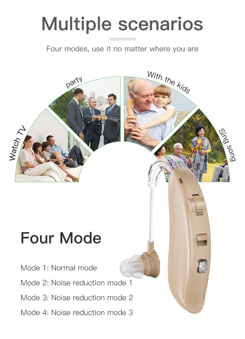 1 Pair Bluetooth Hearing Aid Rechargeable Invisible BTE Ear Aids & Charger Dock