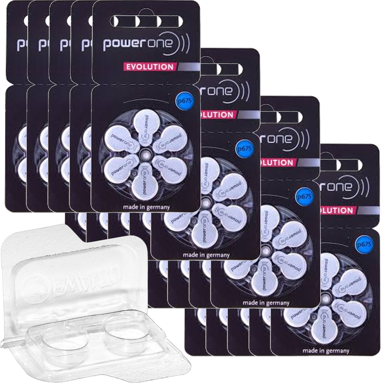 120 Power One Evolution hearing aid batteries with storage box P675 20x…