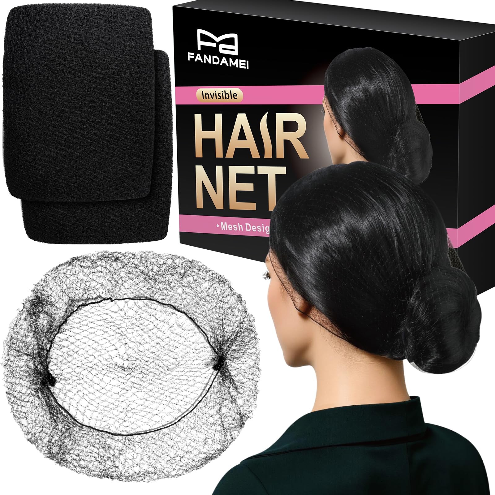 Hair Net, 120 PCS Invisible Black Hair Nets for Food Service Workers&Women&Me