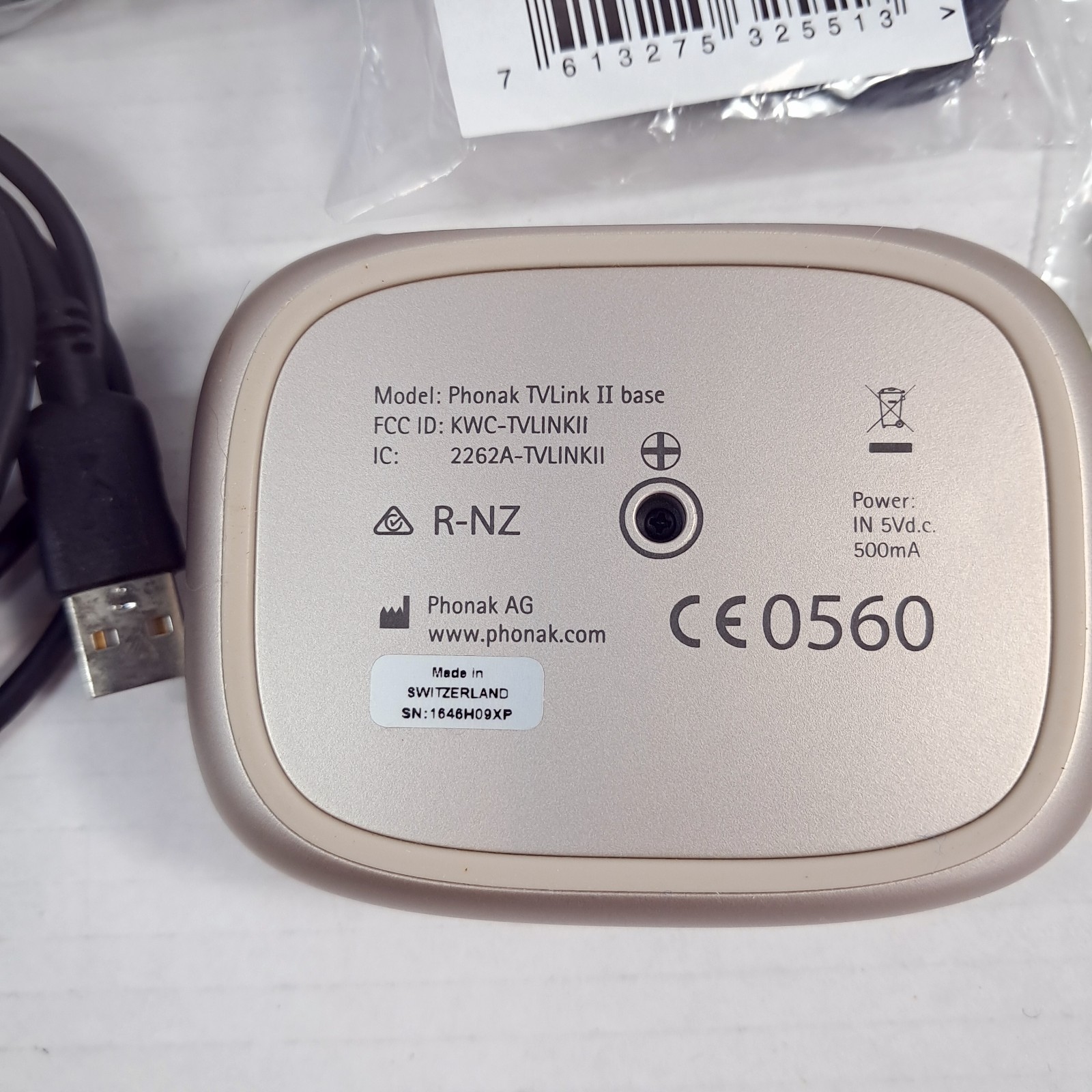 Phonak Tvlink II Base Station TV Link 2 analog rca coaxial charging slot