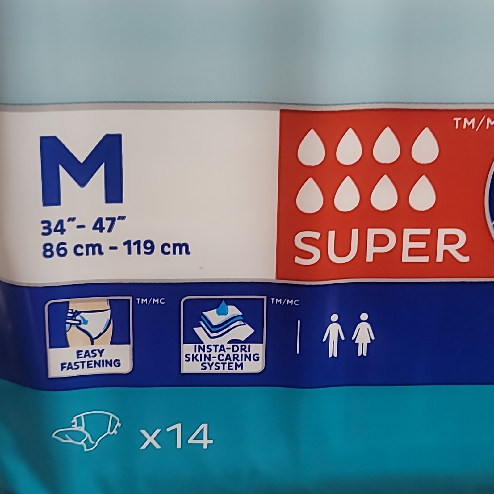Tena Proskin Medium Unisex Super Protective Briefs 14 Count Easy Fasten Tabs