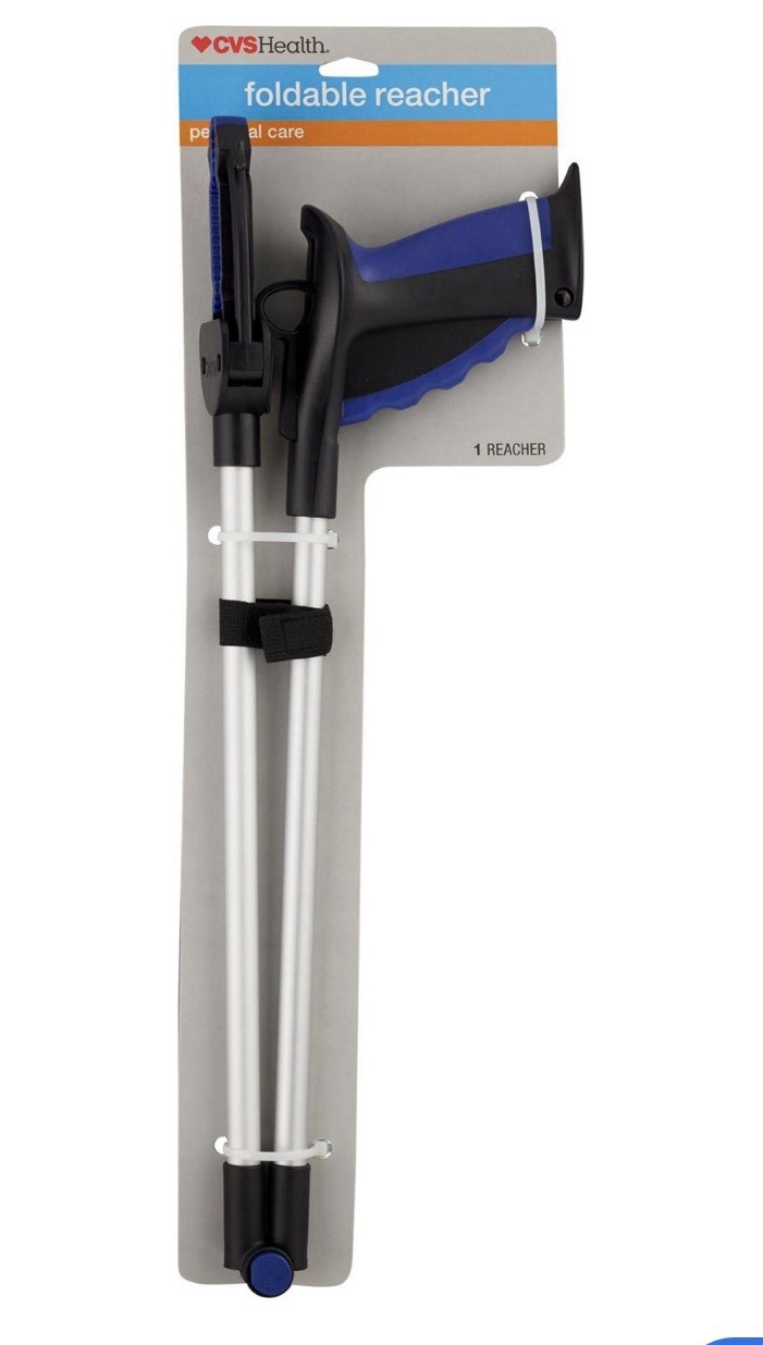 CVS Health Foldable Reacher Grabber Tool Easy Pull Grip 360 Rotating Jaw New 33”