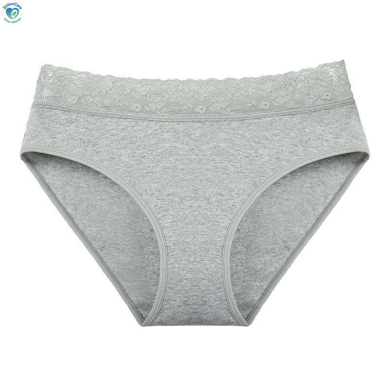 6pcs Women’s High-waisted Menstrual Underwear with Solid-Color Lace cotton