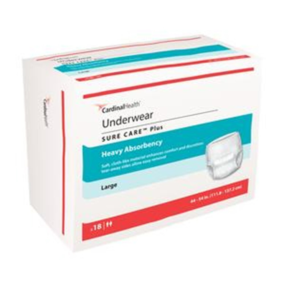 72 Cardinal Covidien Sure Care 1615A Adult Unisex Disposable Pull On Underwear L