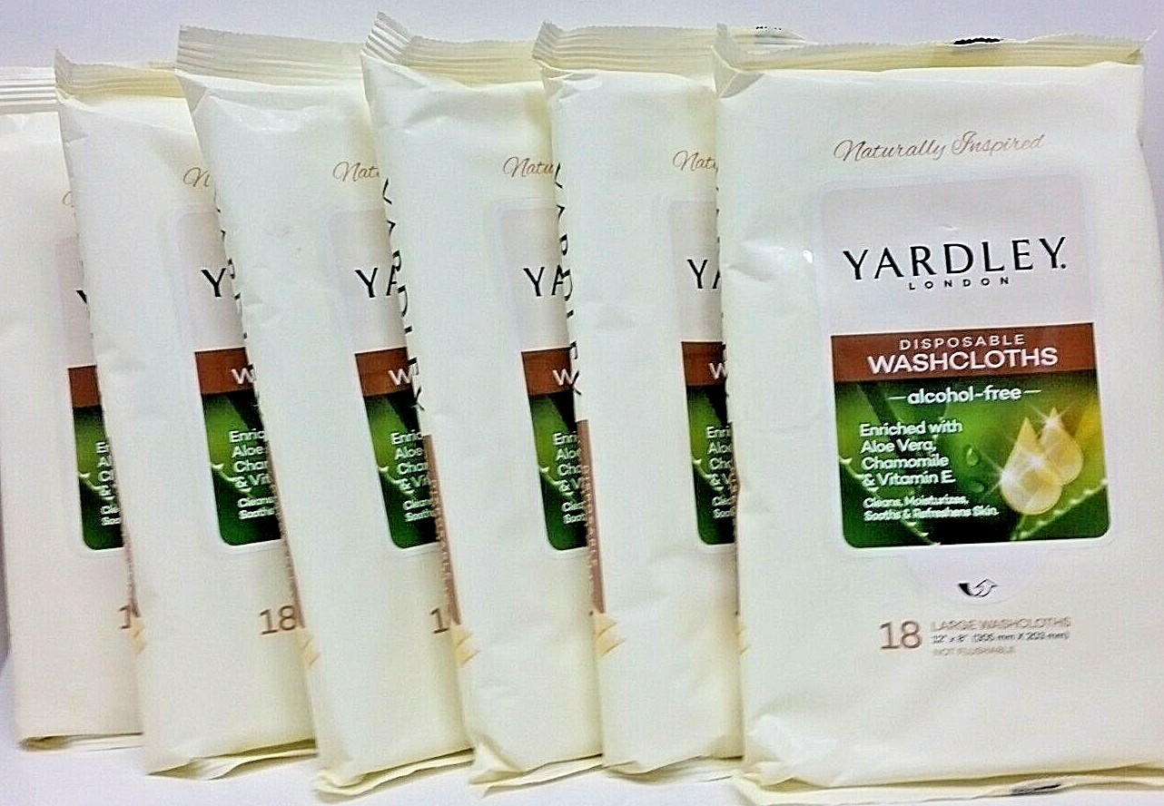 ( Lot 8 ) Disposable Washcloths 18/Pk Yardley London NEW SEALED