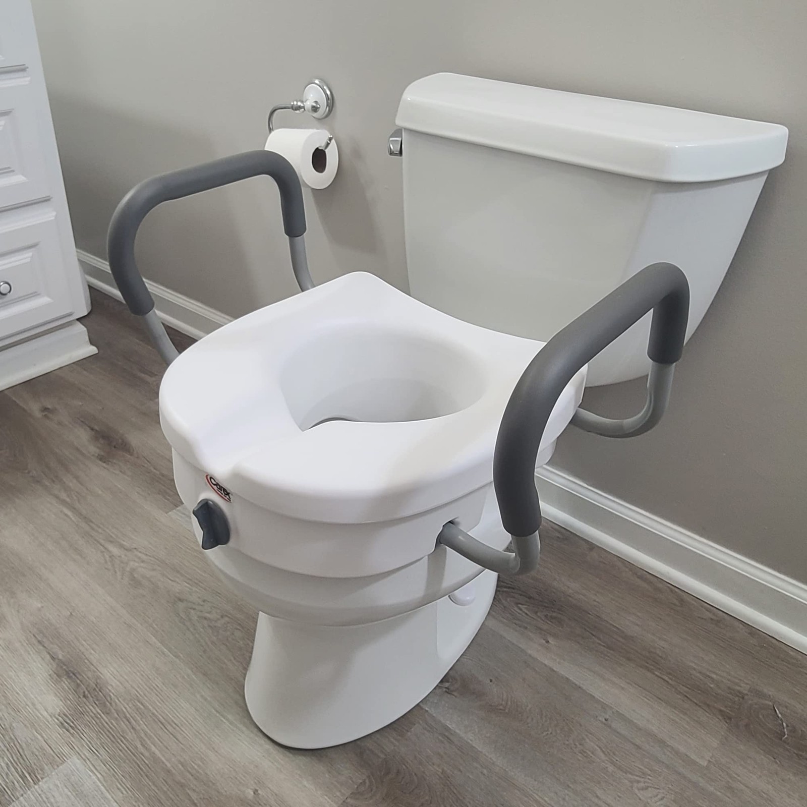 Carex E-Z Lock Raised Toilet Seat Handles 5 Toilet Seat Riser Arms Handicap