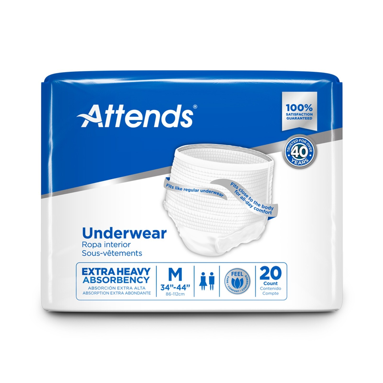 Attends (APV20) Care Underwear Moderate Absorbency – Medium, 20 Ct