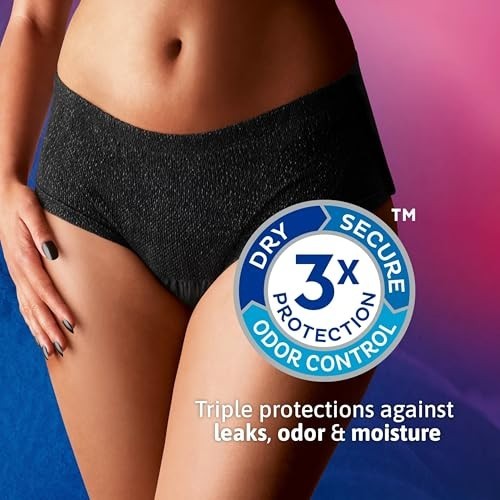 Stylish Black Disposable Incontinence Underwear for Women, XL, Bladder Control,