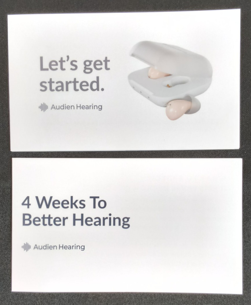 Audien Atom One OTC Rechargeable CIC Hearing Aids White w/ Charging Case #W5270