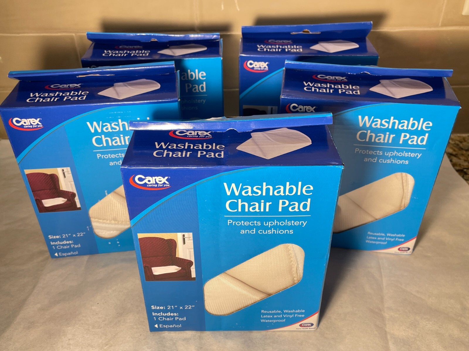 Carex Washable and Reusable Absorbent Chair Pads Lot of 5 Brand New 21″ x 22″