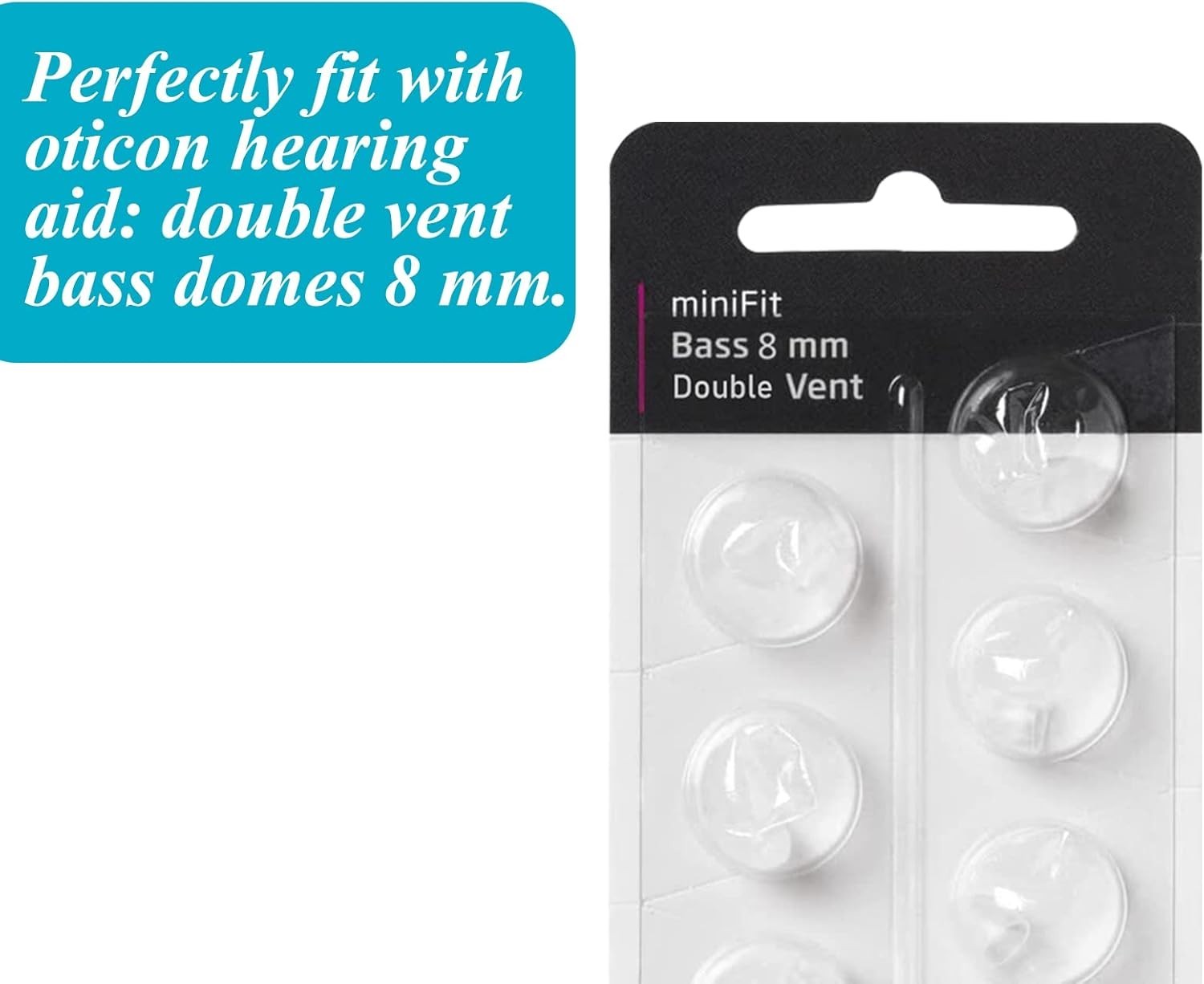 Oticon Double Vent Bass Ear Aid Domes – 8mm Replacement Packs
