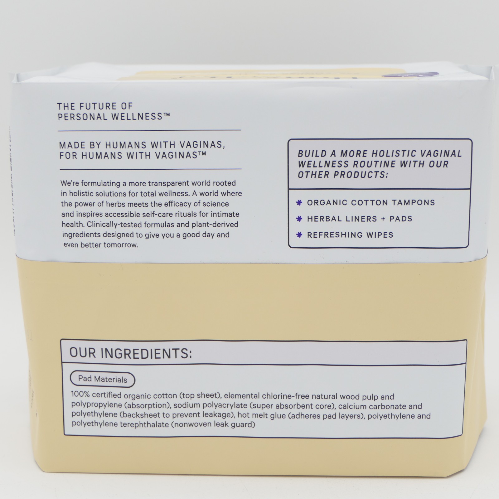 The Honey Pot Co Organic Cotton Cover Incontinence Ovenight Pads w/ Wings 3 Pks