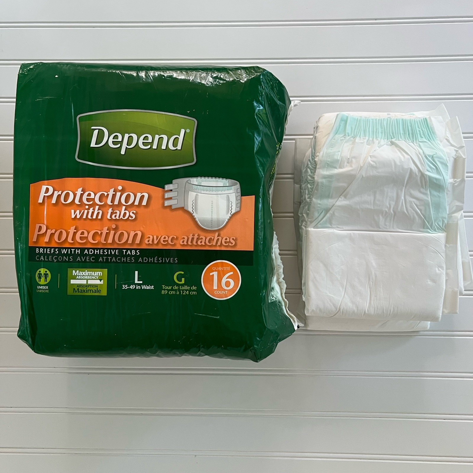 1 Vintage Plastic Backed Depend Size Large Adult Diaper 6 Tab White Depends