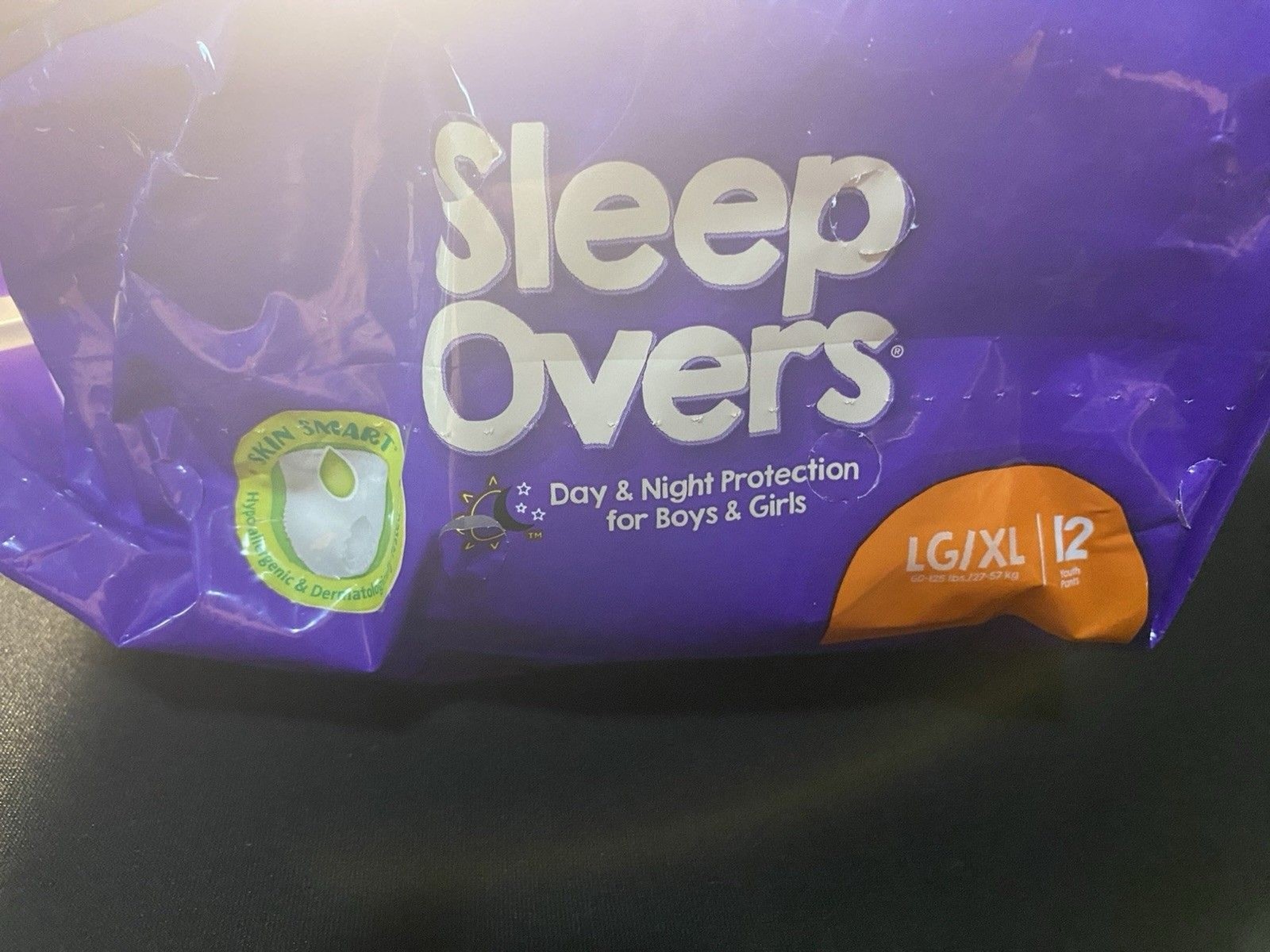 SleepOvers Youth Pants LG/XL 60-125 lbs Bedwetting Night Diapers 12 Count Pack