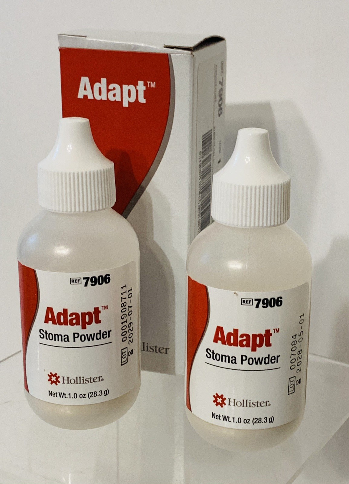 2 Bottles Hollister 7906 1oz Bottles Adapt Ostomy Stoma Powder Exp. 2028/2029
